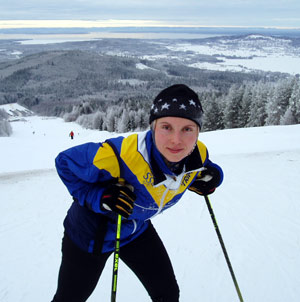Eva - skiing Granberget near Leksand