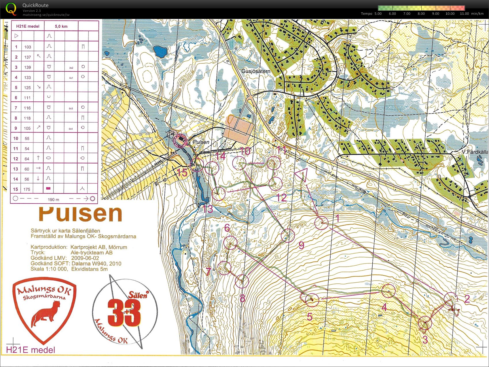 Course H21 middle from 3+3 2010 Pulsen (15.07.2011)