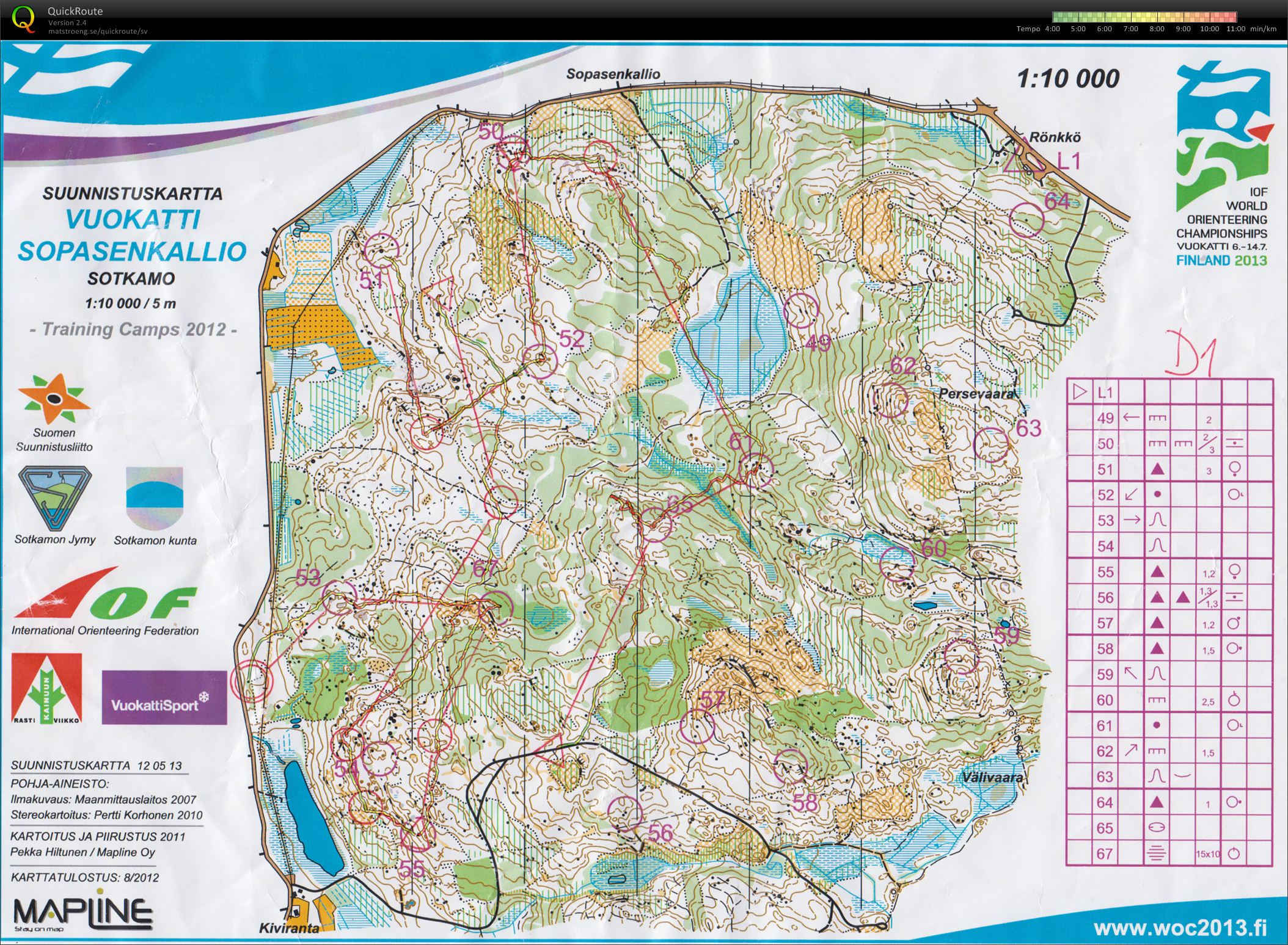 WOC2013 TC Relay tr. Sopasenkallio (08.09.2012)