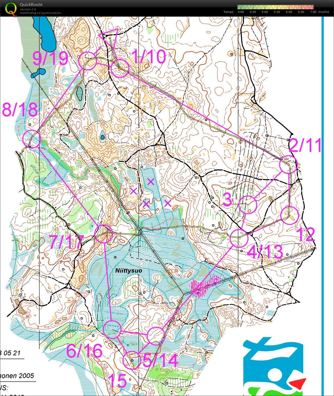 Route choice Tipasoja loop 1 (2013-06-18)