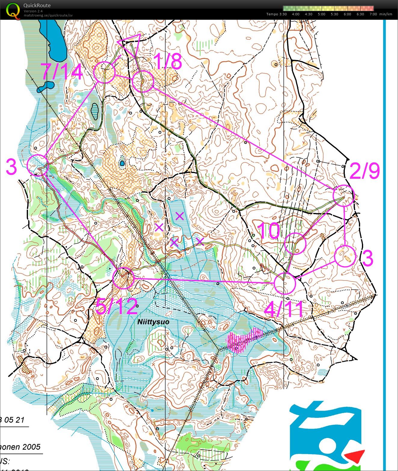 Route choice Tipasoja loop 2 (2013-06-18)