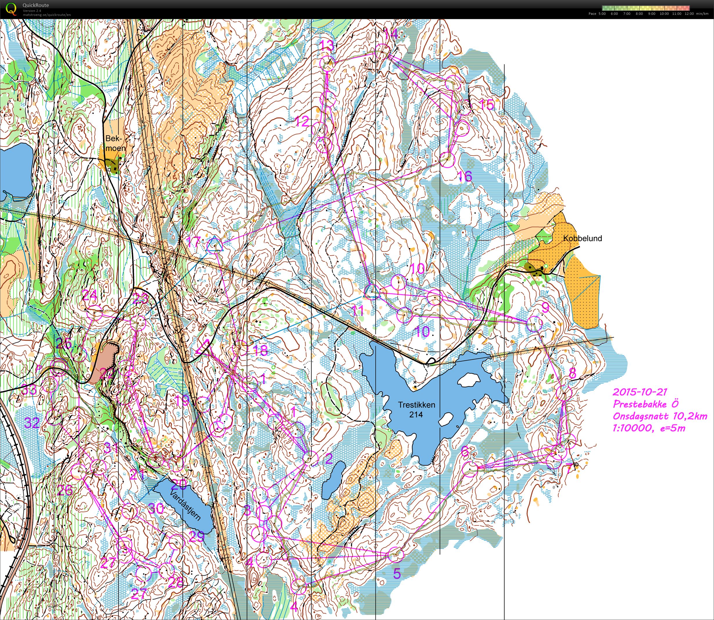 Bana från onsdagsnatt i dagsljus (2015-12-06)